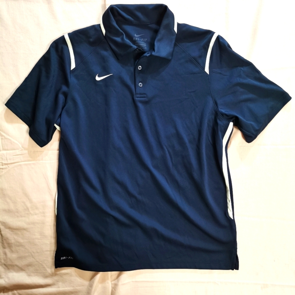 Nike Men's Dri Fit Navy Blue Short Sleeve Shirt L RN56323